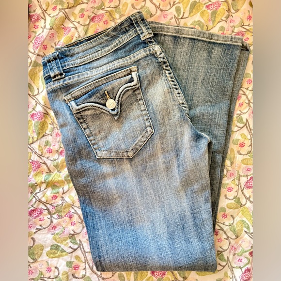 Vigoss Denim - Vigoss Blue Boot Cut Jeans with Embellished Back
